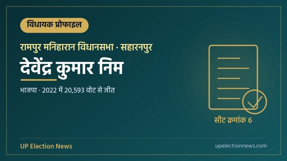 देवेंद्र कुमार निम (रामपुर मनिहारान विधायक) की प्रोफाइल का ग्राफिक