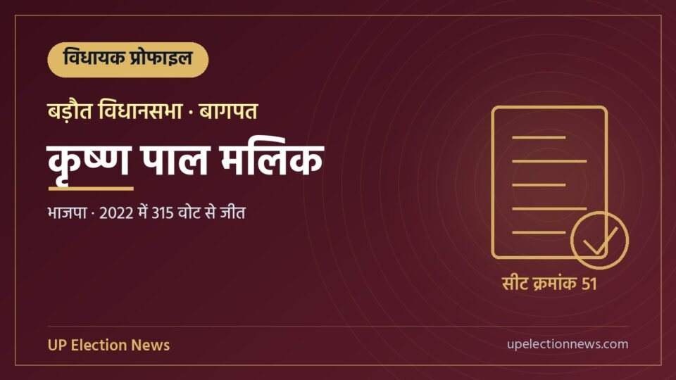 कृष्ण पाल मलिक (बड़ौत विधायक) की प्रोफाइल का ग्राफिक